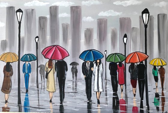 Colourful City Umbrellas