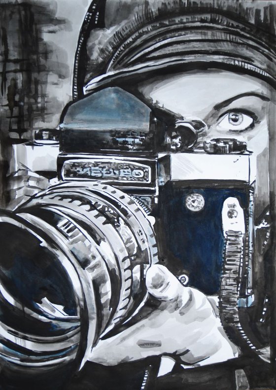 Girl with camera ID #5  / 70 x 50 cm