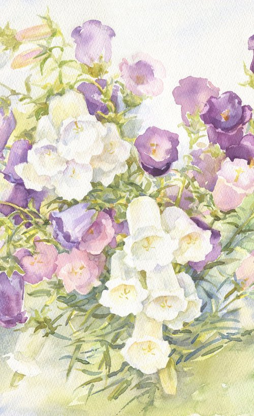 Bells bouquet / ORIGINAL watercolor 22x15in (56x38cm) by Olha Malko