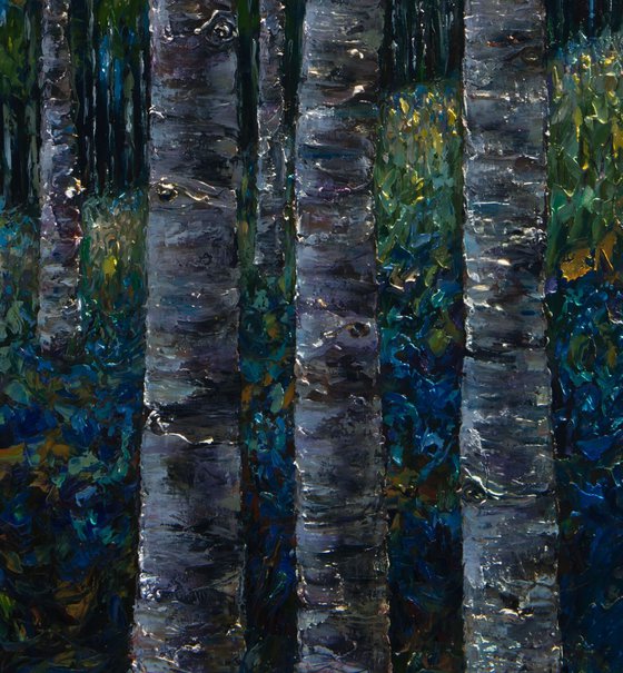 'Through The Aspen Trees'  (Diptych #2') Painting  on Wrapped Canvas  (Palette Knife)