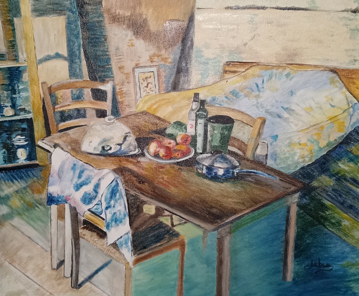 Impressionistic Landscape Oil Painting By Isabelle Lucas, 23 X 20, Bedroom In A Cottage, Original Artwork