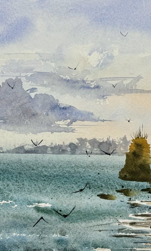 Etude Seascape with seagulls by Yuliia Sharapova