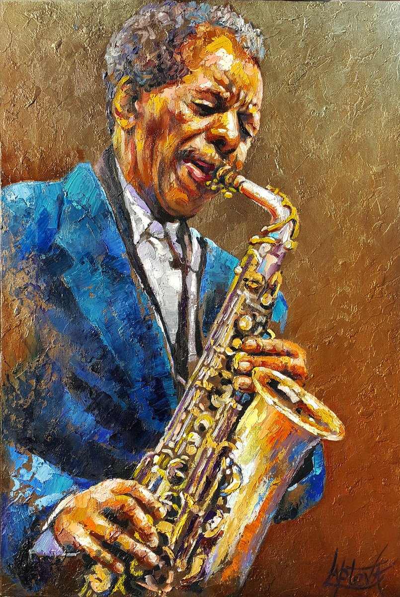 Organic Portrait Oil Painting By Viktoria Lapteva, 18 X 26", Jazz Improvisation, Original Artwork
