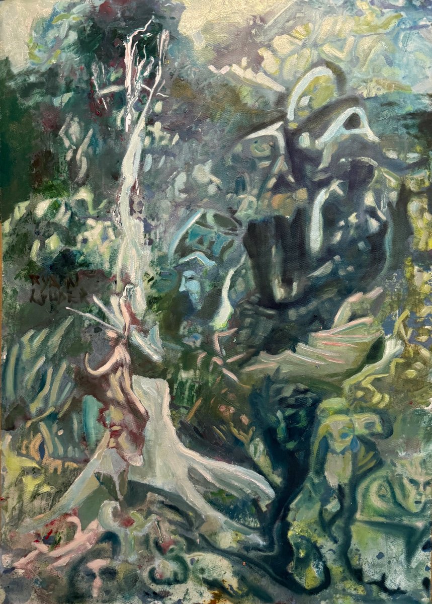 Expressive Abstract Oil Painting By Ryan Louder, 18 X 26", Eucalyptus, Original Artwork