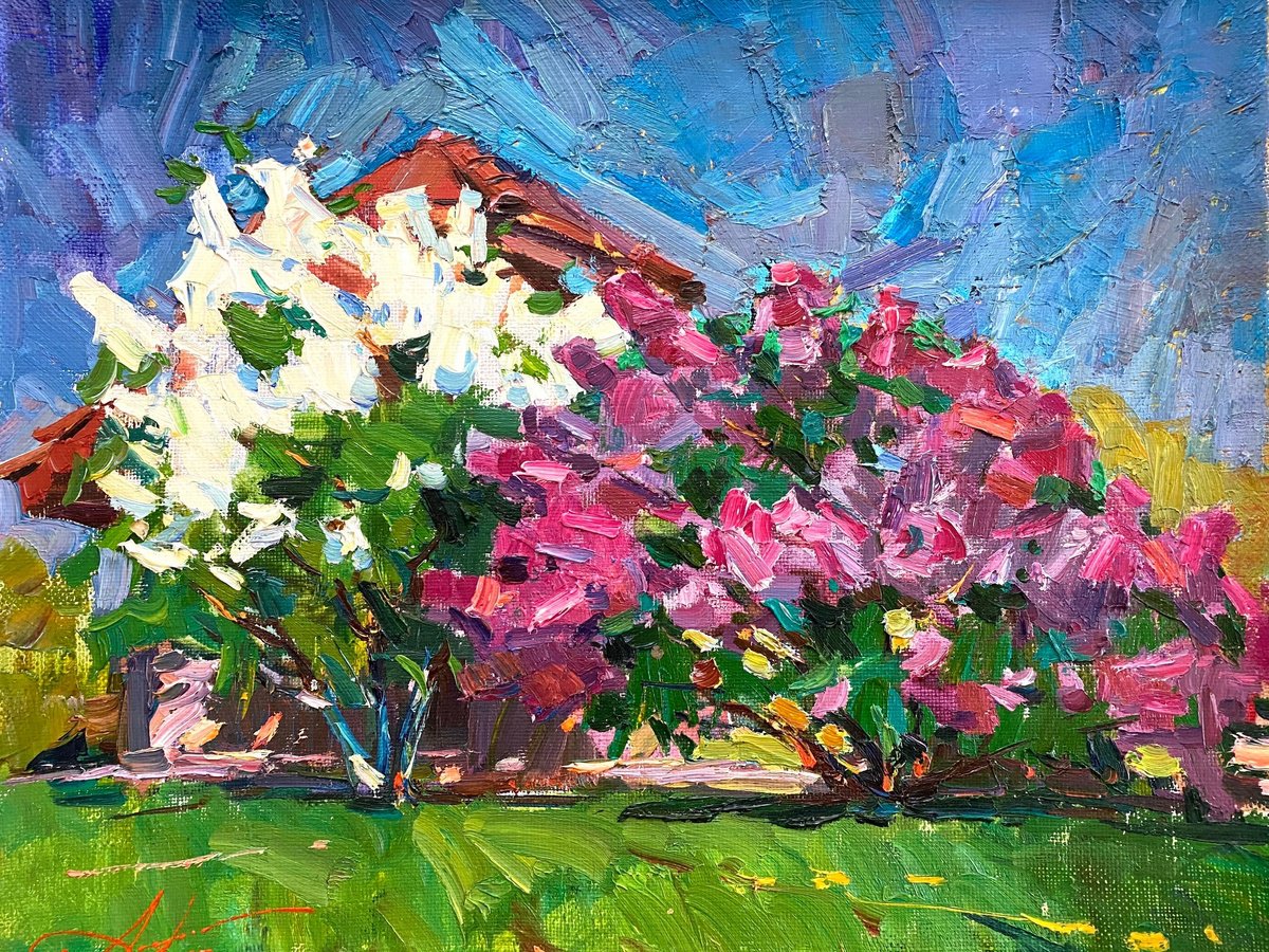 Lilac At The Home By Oleksii Chebotaru, 20 X 16, Artwork For Sale On Artfinder