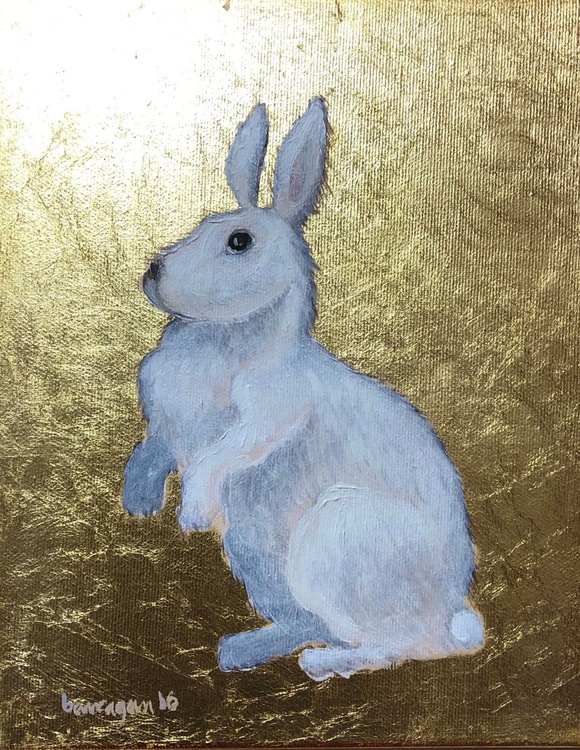 The Little White Rabbit Oil Painting On Lacquere Artfinder