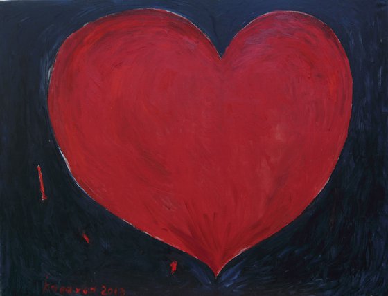 RED HEART - If there is a heart that starts to beat somewhere, There is certainly a reflection of it…  - Abstract interior art, original oil painting, red black colour, love lovers passion - XXL large size, Valentine