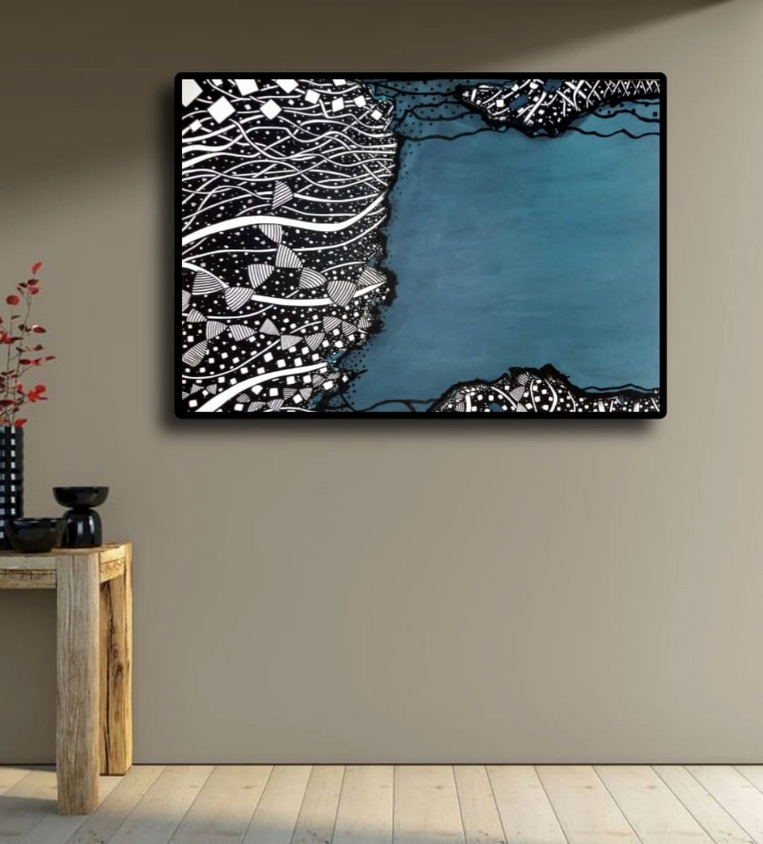 Abstract Acrylic Painting By Riccardo Ticco Capparella, 39 X 28", Who Eats The Sky? #2, Original Artwork