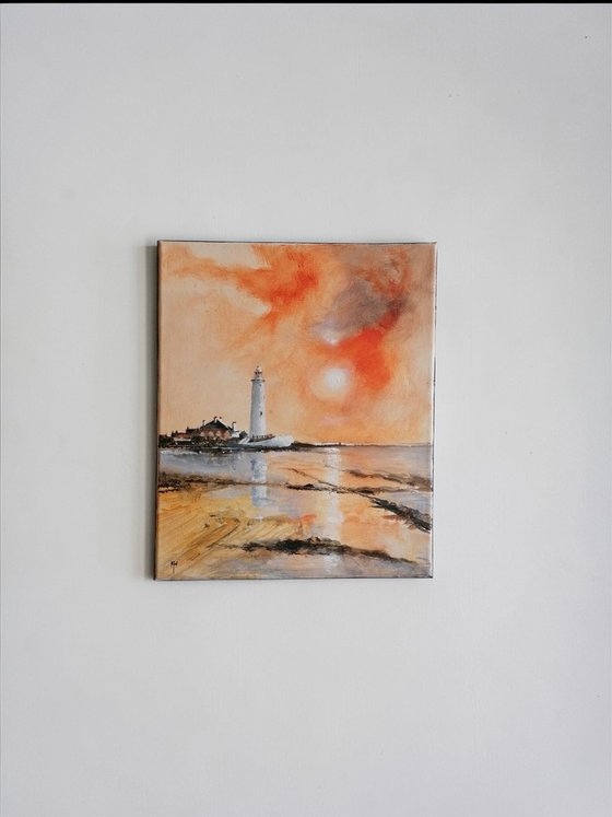 Sunshine over the Lighthouse, Whitley Bay