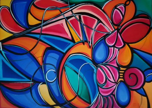 Colorful abstraction(80x110cm, oil/canvas) by Anahit Mirijanyan