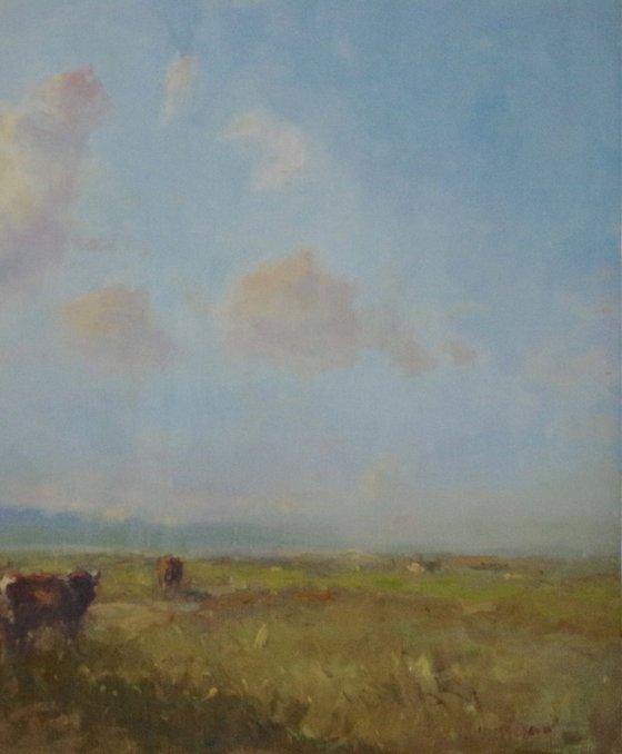 Landscape, Antique Style,  Original oil Painting, Handmade art, Impressionism, Signed, One of a Kind