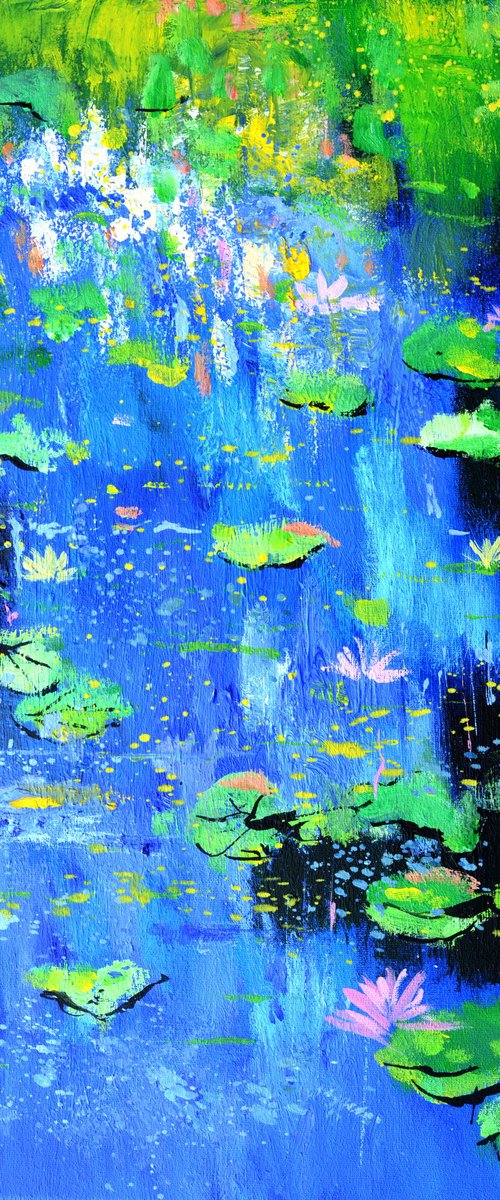 Waterlilies on a blue pond by Pol Henry Ledent