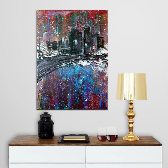 Citi Light - Original Acrylic Painting Art on Canvas Ready To Hang