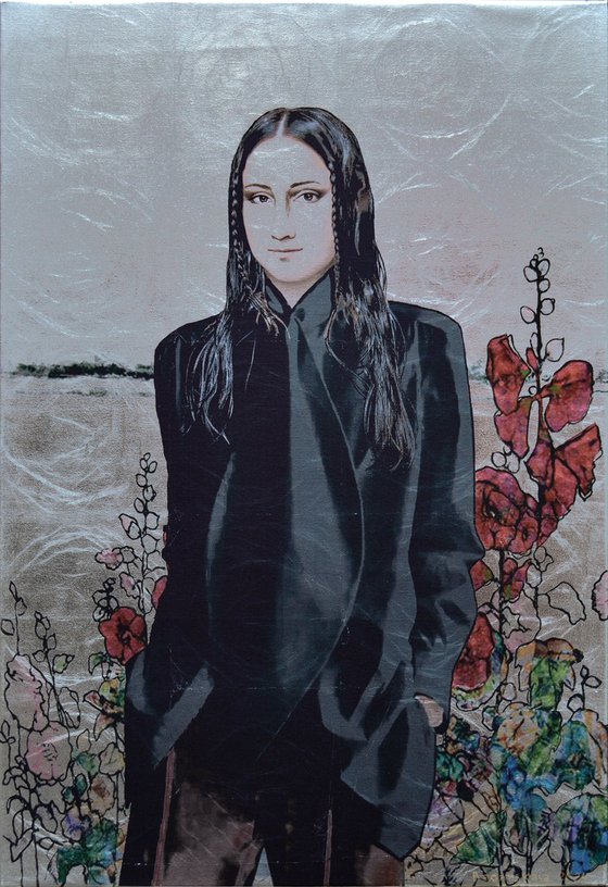 Contemporary printed portrait "In the FIeld mong the flowers"