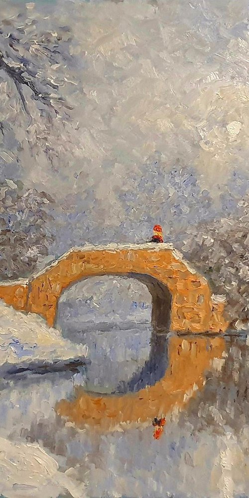 snow scene with bridge by Colin Ross Jack