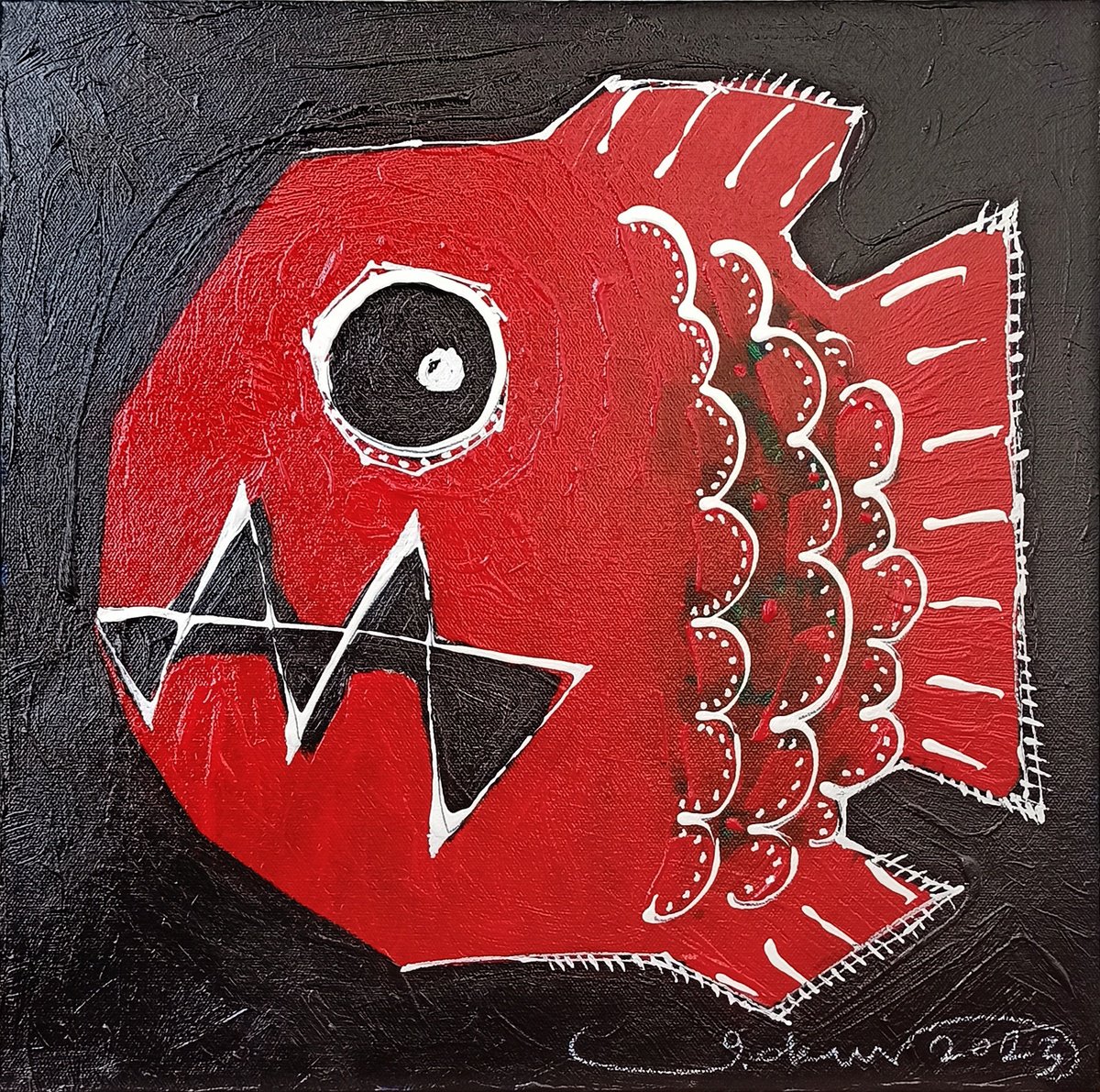 Red Fish Acrylic painting by Gökhan Okur