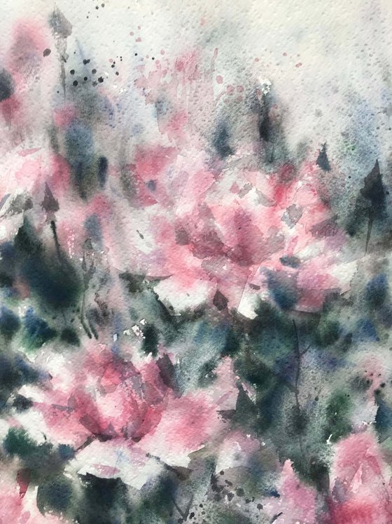 Pink roses 2.  one of a kind, original watercolour