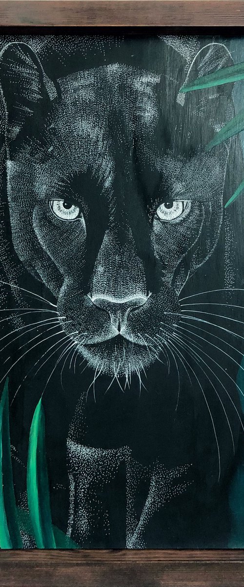 Panther - Dreamy Big Cat oil and ink painting by Kelsey Emblow
