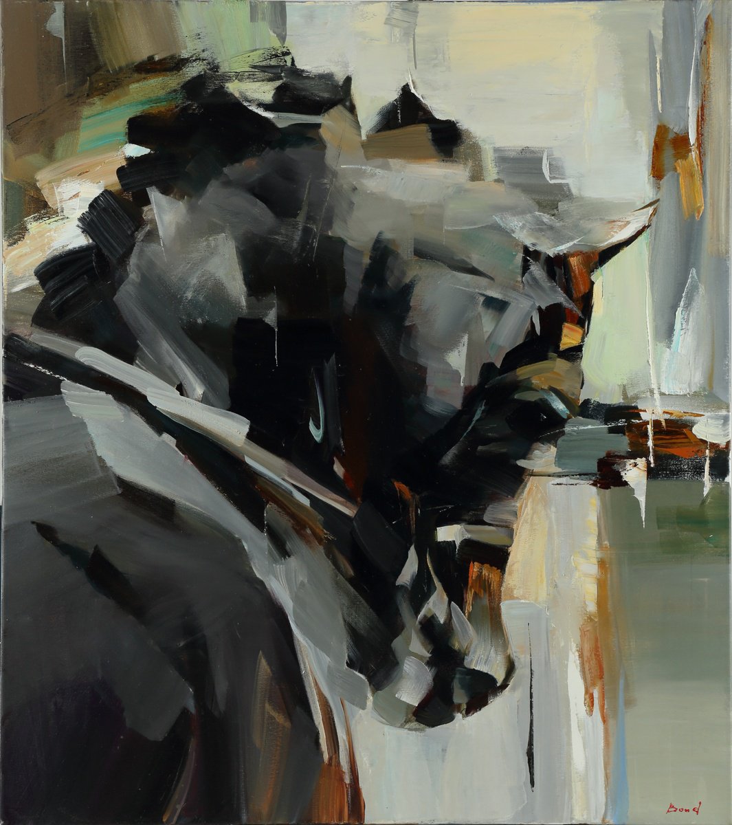 Expressive Animal Oil Painting By Tetiana Bond, 31 X 35", Graphite, Original Artwork