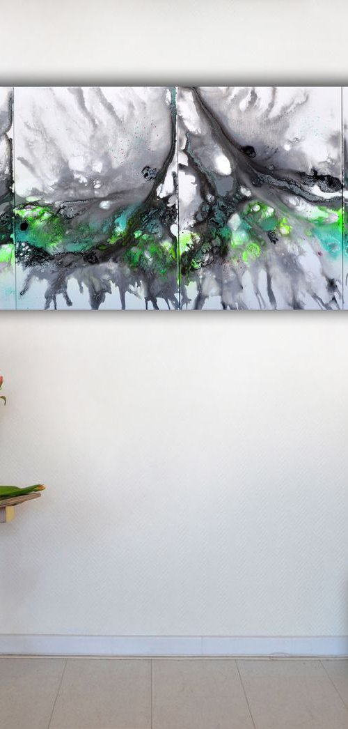 HUGE Painting XXXL - FREE SHIPPING - Astral Love 3 - 200x70x2 cm - Large Abstract, Supersized Painting - Ready to Hang, Hotel Wall Decor by Soos Tiberiu