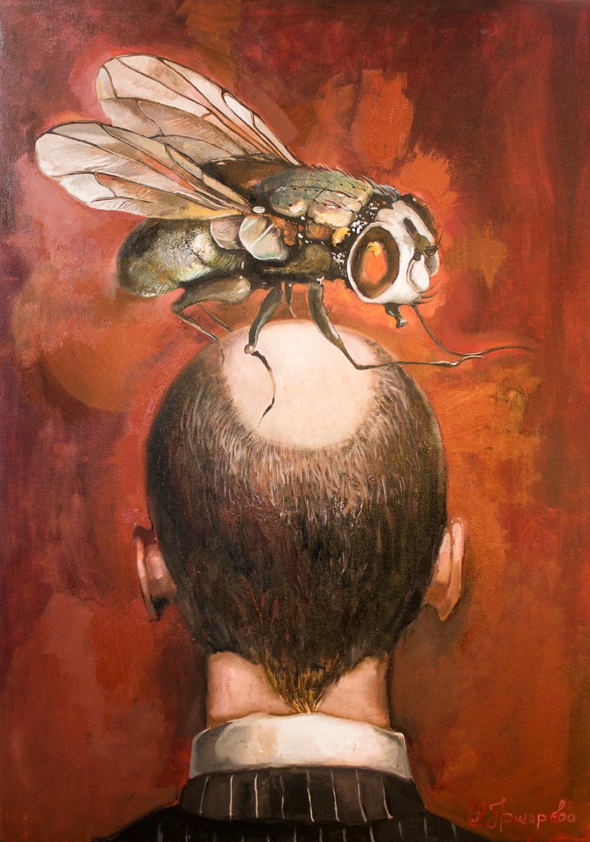 Surrealistic Portrait Oil Painting By Anastasiia Grygorieva, 24 X 33, Bad Person, Original Artwork