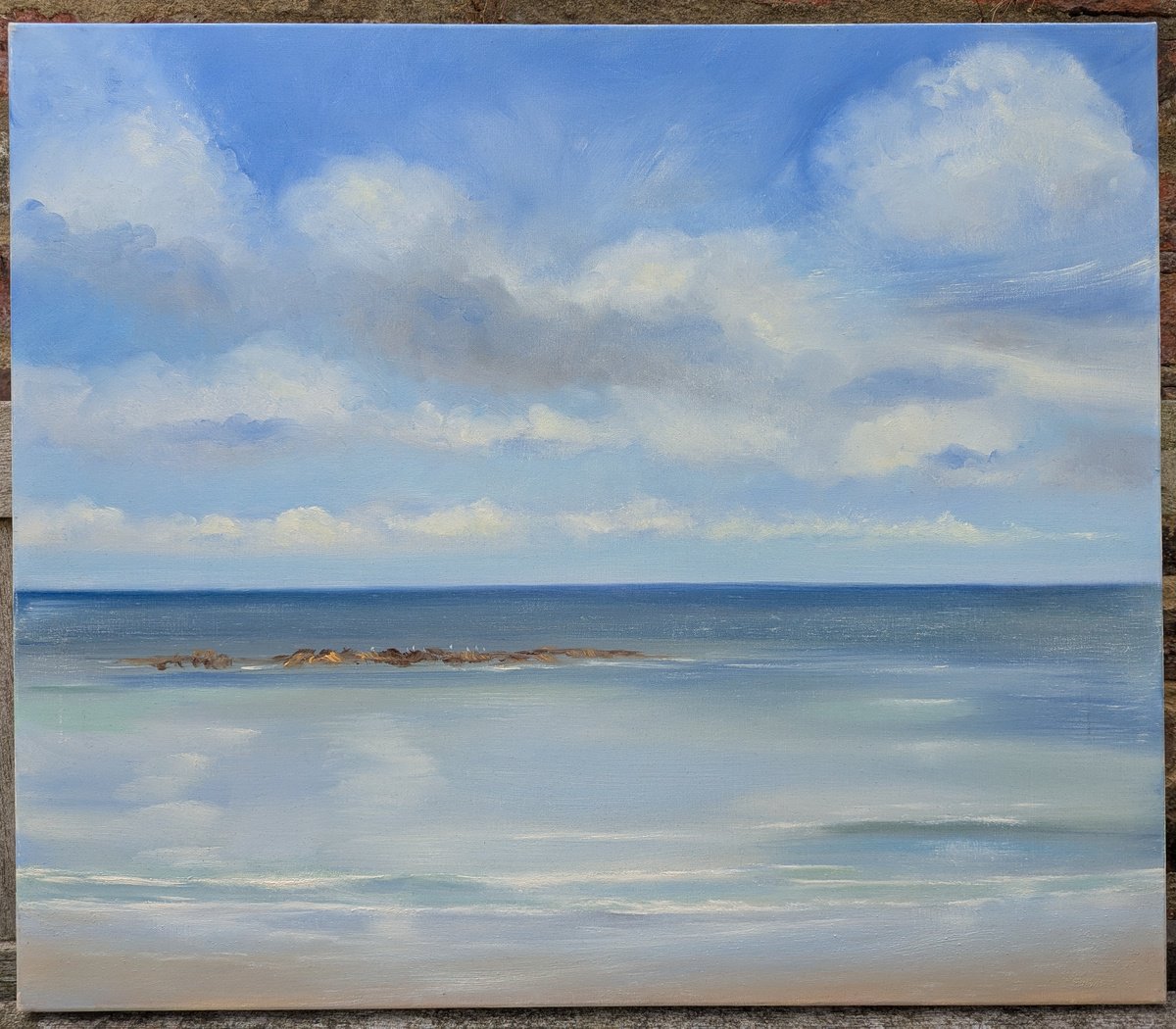 Impressionistic Landscape Oil Painting By Sarah Louise Armstrong, 28 X 24", Serenity At Scarborough, Original Artwork