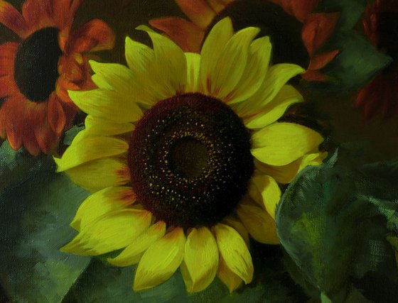 Sunflowers, oil on canvas, 41x61cm, 2018, original still life