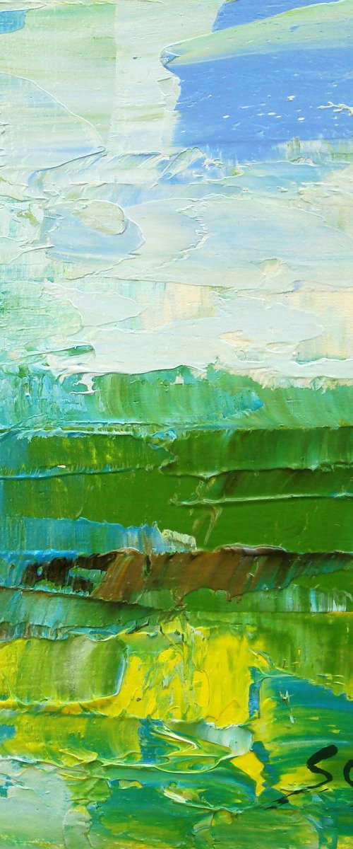 ref#:1154-10Q -10x10cm=3.94x3.94" - nfr. Green Landscape 4 by Saroja van der Stegen