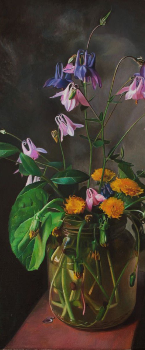 flowers in a glass jar by Darya Klunnikova