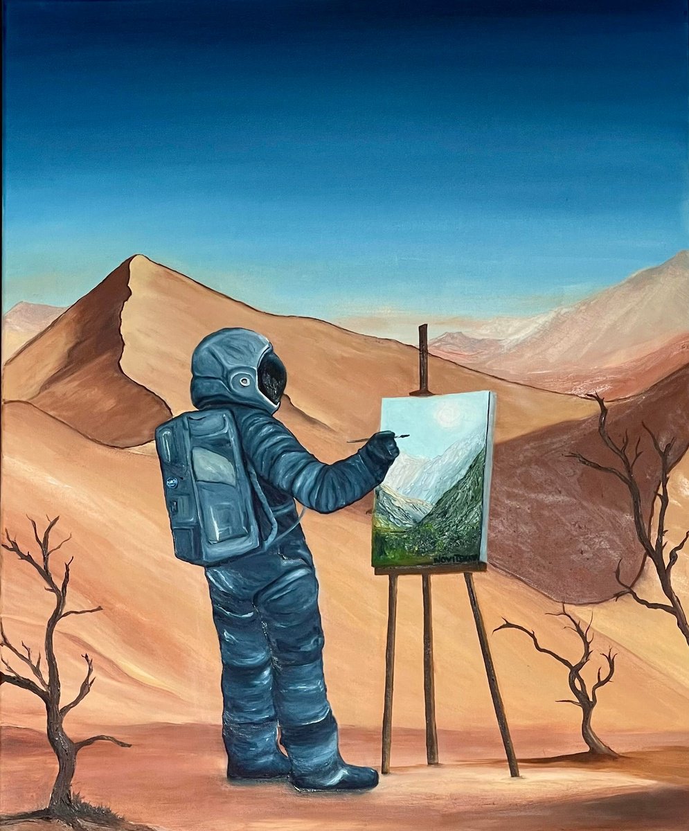 Surrealistic Landscape Oil Painting By Anastasiia Novitskaya, 24 X 29, Memories, Original Artwork