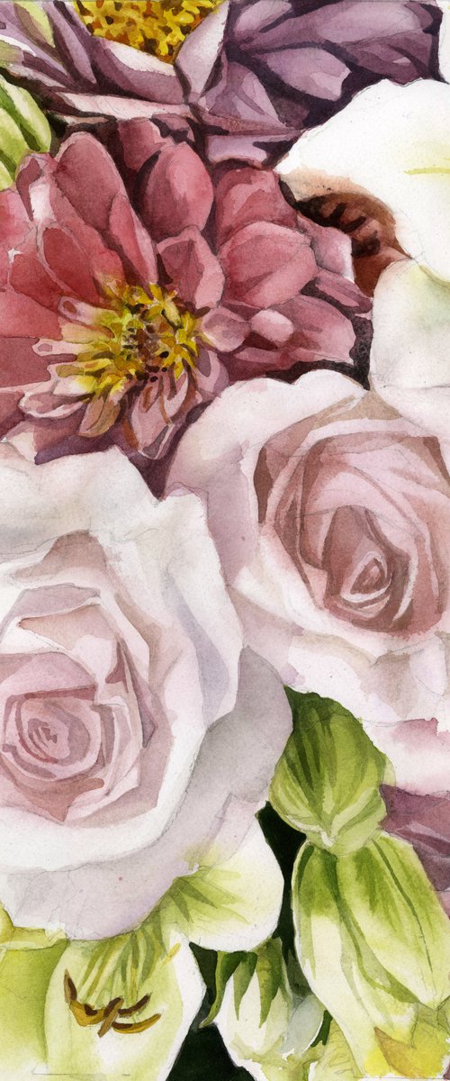 spring bouquet watercolor by Alfred  Ng