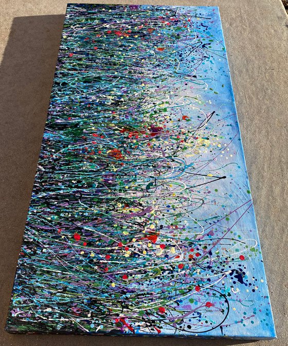 Tall Grass Against the Sky  II  Abstract Meadow Painting  32" X 16" X 1.5"