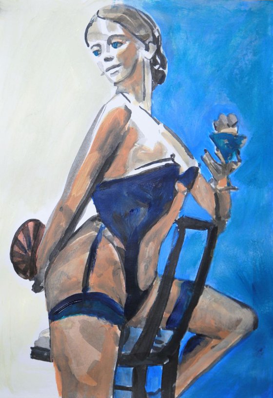 Girl in blue corset / 37.7 X 26.3 cm