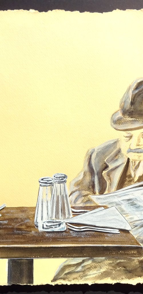 Newspaper Reader In The Café by Volker Mayr