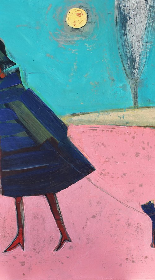 Walk with a cat. by Tatjana Auschew
