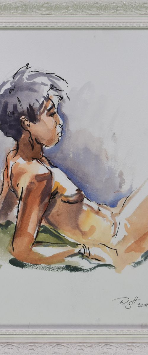 Nude in gouache by william hallett