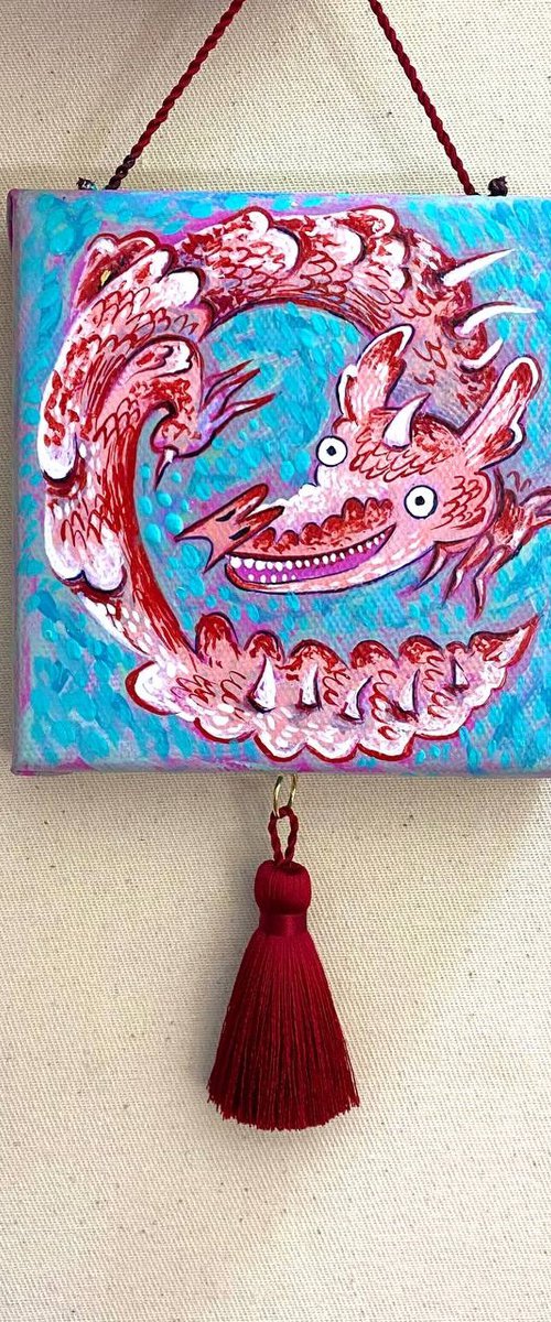 Red Dragon. Fun painting. Art object by Anna Onikiienko