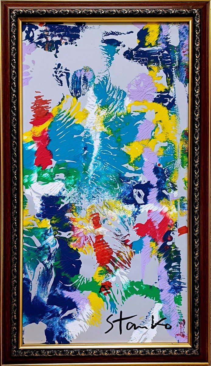 Abstract Acrylic Painting By Stanislav Bojankov, 12 X 20", Jam Session(Jazzy)-Vii, Original Artwork