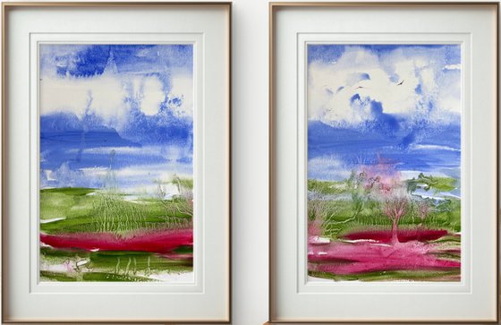 Spring rain Abstract landscape