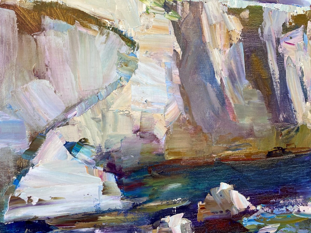 Impressionistic Landscape Oil Painting By Tetiana Shendryk, 24 X 20", Rocky Shore, Original Artwork