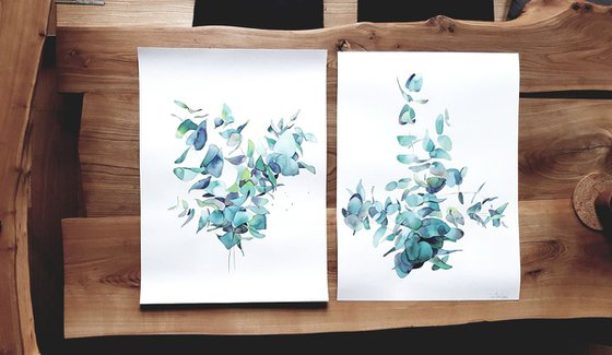 Herbal | Eucalyptus - Set of Two 30x22" each
