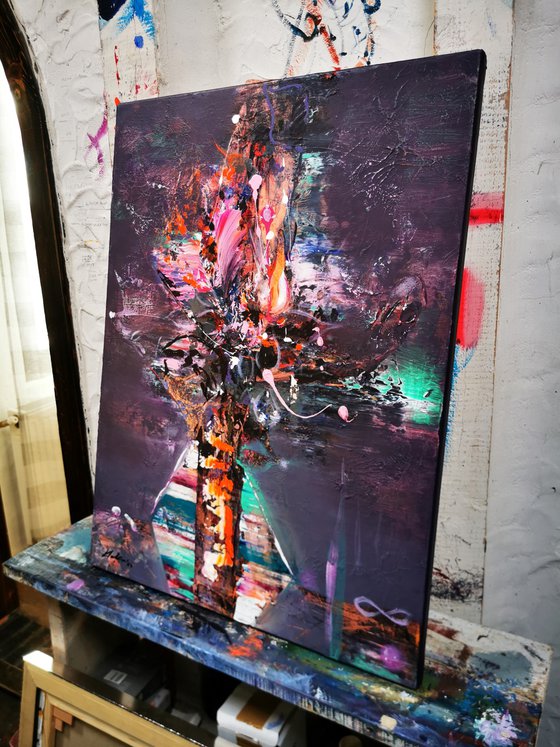 Spontaneous Melancholic Still Life Abstract Painting By O KLOSKA