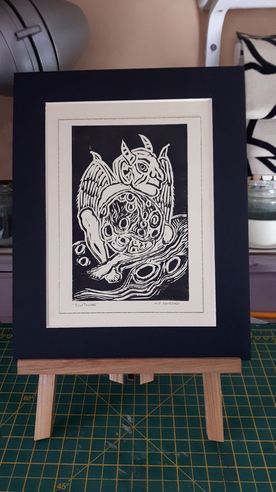 "Bartzabel" Fallen Angel/Demon - Original Lino Print