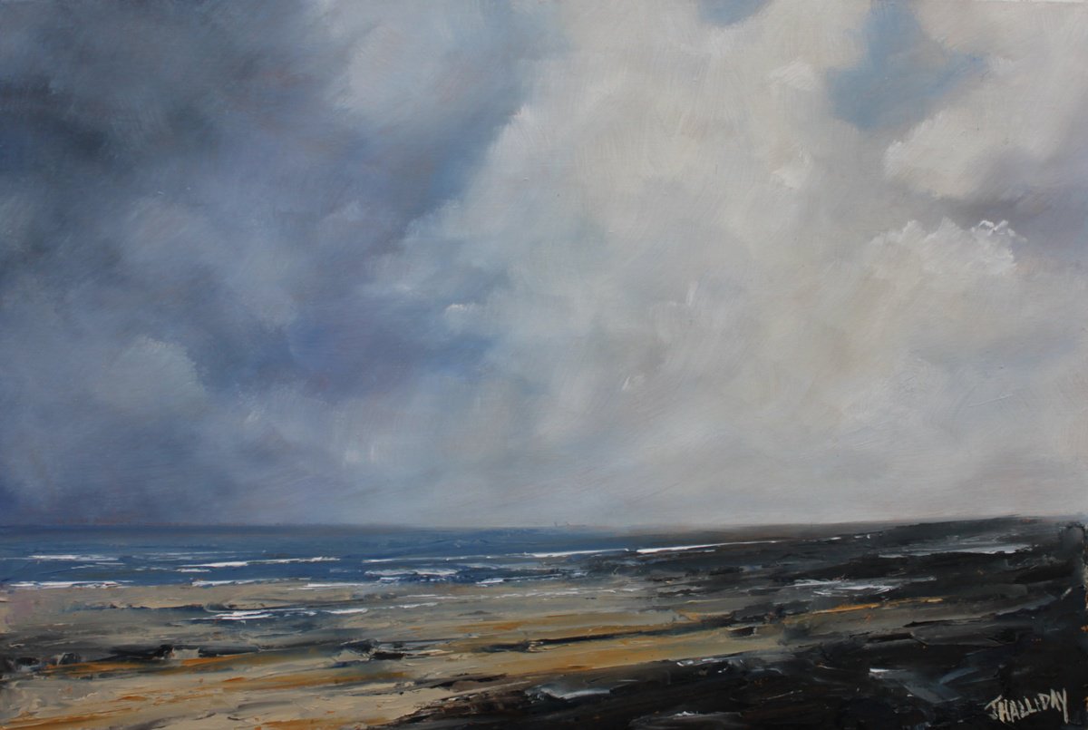 Impressionistic Landscape Oil Painting By John Halliday, 24 X 16, Coastal Sky, Irish Landscape, Original Artwork