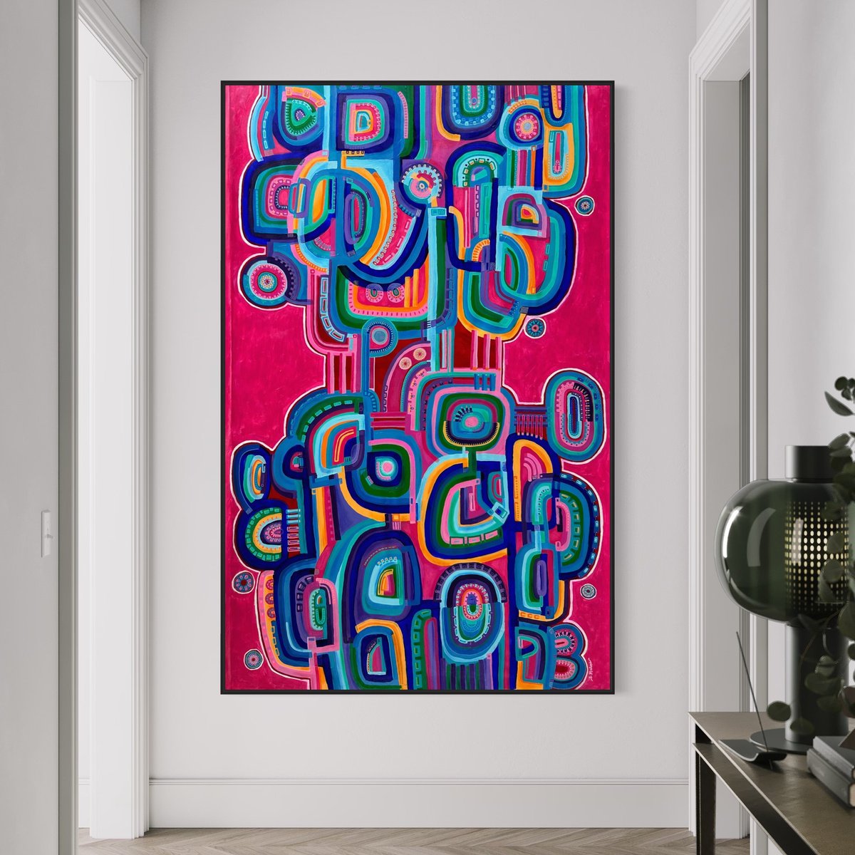 Abstract Painting By Samantha Malone, 50 X 78", When Both Sides Agree, Original Artwork