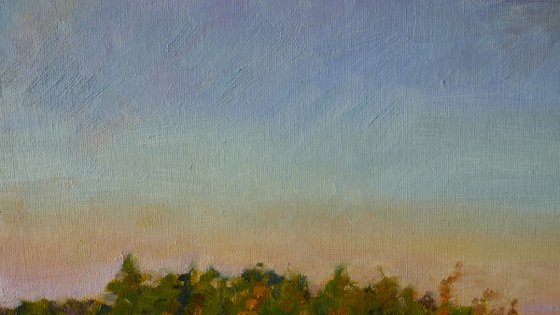 The autumn sunset - sunset landscape painting