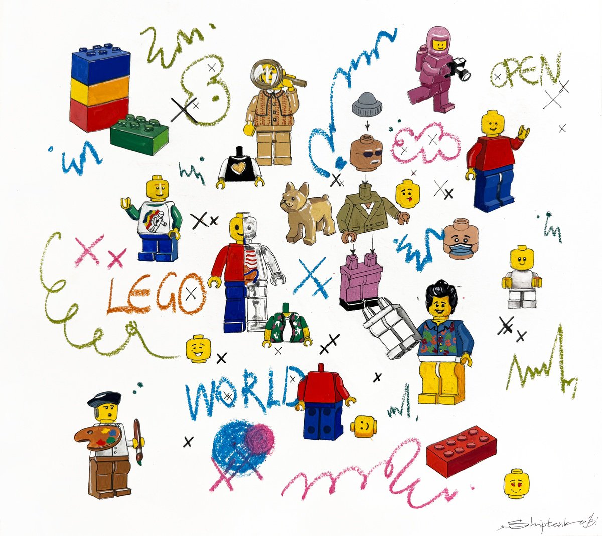 Photorealistic Portrait Painting By Bogdan Shiptenko, 20 X 16, Open Lego World, Original Artwork