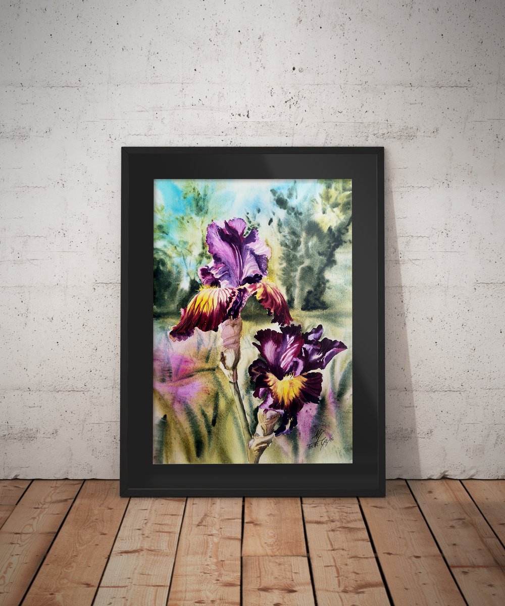 Two Purple Irises by Aneta Gajos