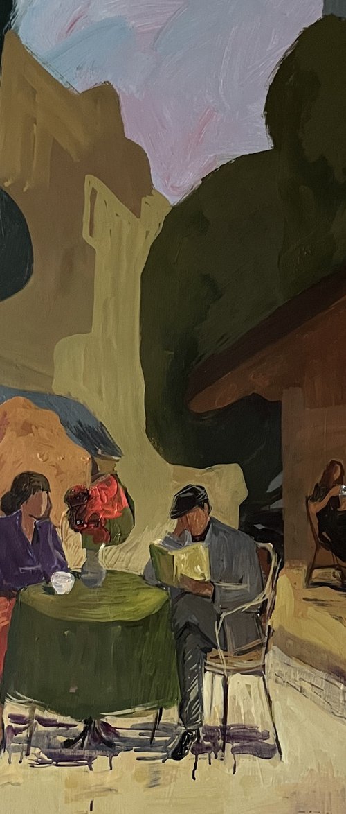 Green Table with Red Flowers by Jacob Burda