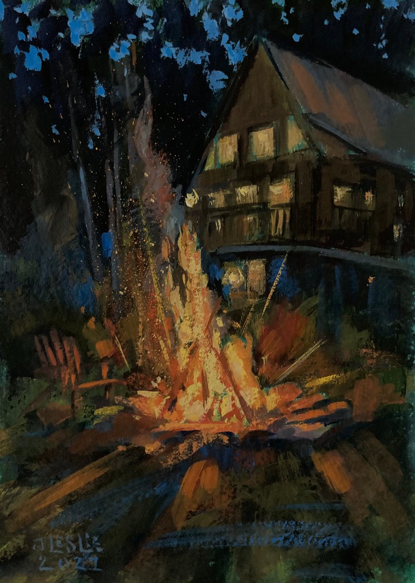 Impressionistic Painting , Into The Night By Jimmy Leslie, 5 X 7, Artwork For Sale On Artfinder